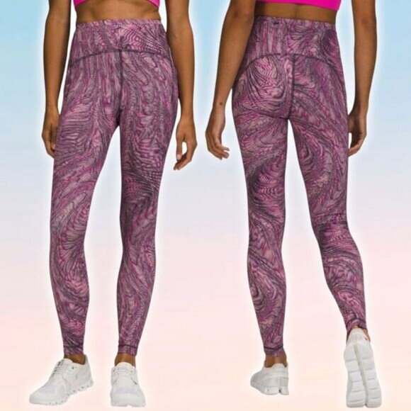 LULULEMON Swift Speed High-Rise Tight 28" Size 4 Dimensional Sonic Pink Multi - Picture 1 of 8